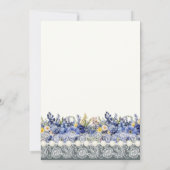 kant en parels bloemenbruiloft kaart (Achterkant)