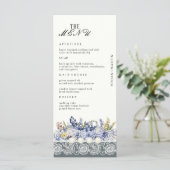  kant en parels bloemenbruiloft menu (Staand voorkant)