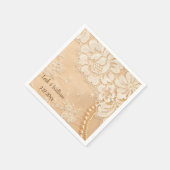 Kant en parels ecru servet (Hoek)