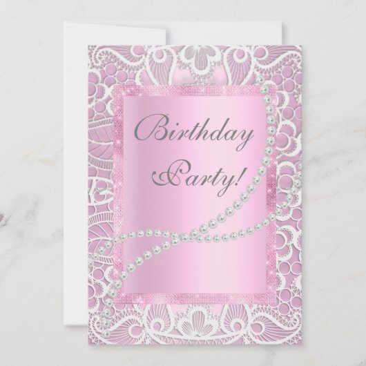  kant en parels elegant verjaardagsaangepast kaart (Voorkant)