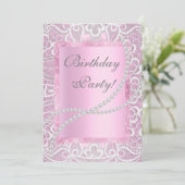  kant en parels elegant verjaardagsaangepast kaart (Staand voorkant)