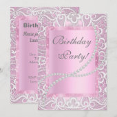  kant en parels elegant verjaardagsaangepast kaart (Voorkant / Achterkant)