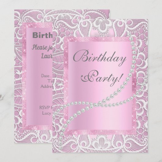 kant en parels elegant verjaardagsaangepast kaart (Voorkant / Achterkant)