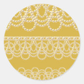 Kant en Parels Goud Ronde Sticker (Voorkant)