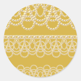 Kant en Parels Goud Ronde Sticker