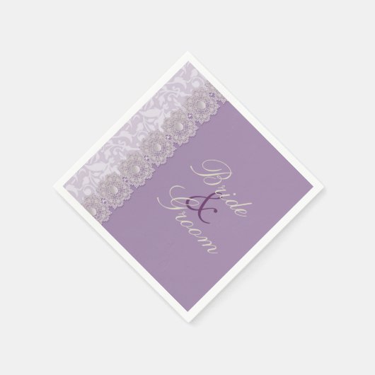 Kant en parels Lavendel aangepaste bruiloft servet (Hoek)