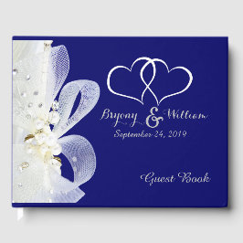Kant en parels Navy Blue Wedding Gastenboek