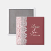 Kant en parels Raspberry Save the Date Magnet (Voorkant / Achterkant)