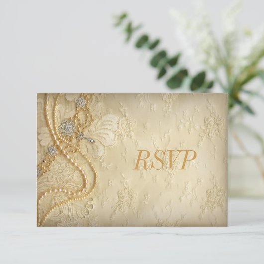  kant en parels RSVP (Staand voorkant)