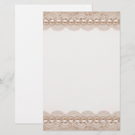 Kant en parels textuur Stationery Briefpapier (Voorkant / Achterkant)