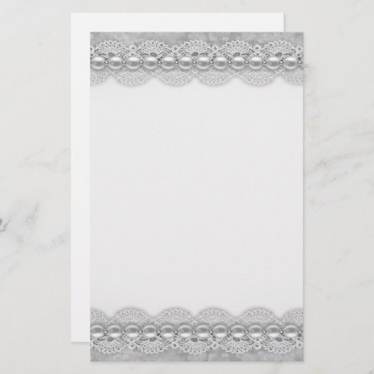 Kant en parels textuur Stationery Briefpapier (Voorkant / Achterkant)