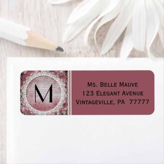  kant en Rozen Mauve Pink Address Label (Insitu)