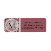  kant en Rozen Mauve Pink Address Label