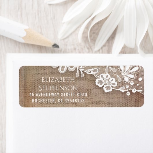  kant en rustieke burlap bruiloft etiket (Insitu)
