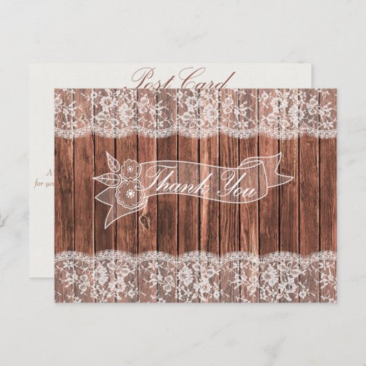 Kant en schuur hout rustiek land dank u briefkaart (Voorkant / Achterkant)