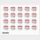 Kant en strik zilver rood kerst sticker (Vel)