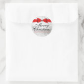 Kant en strik zilver rood kerst sticker (Tas)