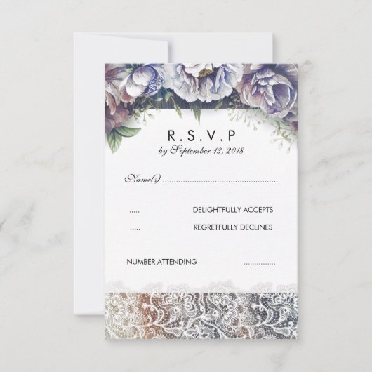 Kant en  Waterverf Flowers RSVP (Voorkant)