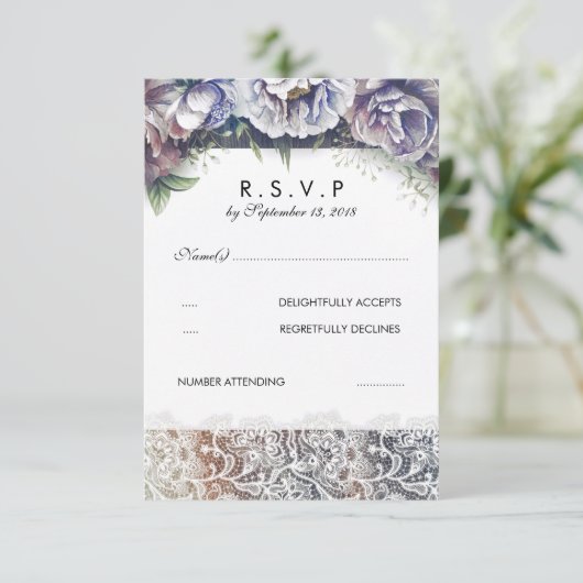 Kant en  Waterverf Flowers RSVP (Staand voorkant)
