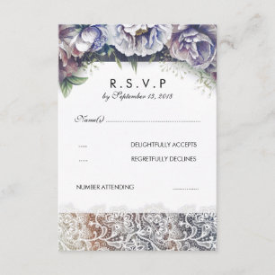 Kant en  Waterverf Flowers RSVP Kaartje