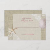 Kant en Zand Dollar Beach Reactie RSVP Kaartje (Voorkant / Achterkant)