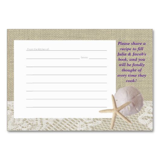 Kant en Zand Dollar Recept Kaarten (Voorkant)