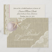 Kant en zeesterren bruids lunch kaart (Voorkant / Achterkant)