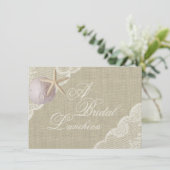 Kant en zeesterren bruids lunch kaart (Staand voorkant)