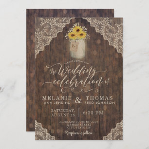  kant en zonnebloemen bruiloft uitnodigingen