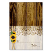 Kant en zonnebloemen op houten trouwkaart kaart (Voorkant)