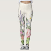  kant gekleurde Floral roze pony Wild Flowers Leggings (Voorkant)