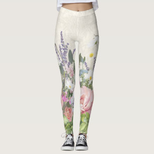  kant gekleurde Floral roze pony Wild Flowers Leggings
