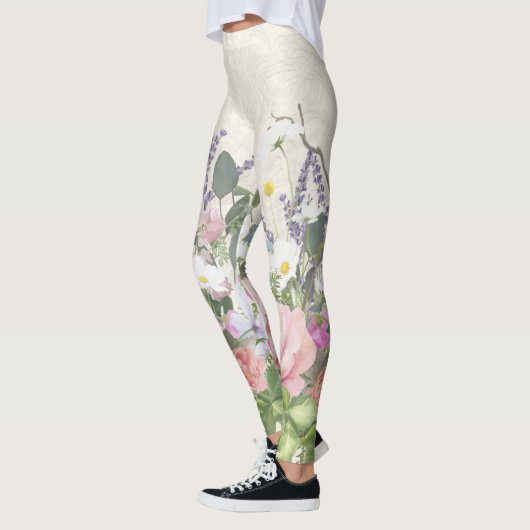  kant gekleurde Floral roze pony Wild Flowers Leggings (Links)