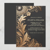  kant gouden folie reliëf repetitie diner kaart (Voorkant / Achterkant)