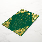  kant groen islamitisch arabisch + eng bruiloft folie uitnodiging (Gedraaid)