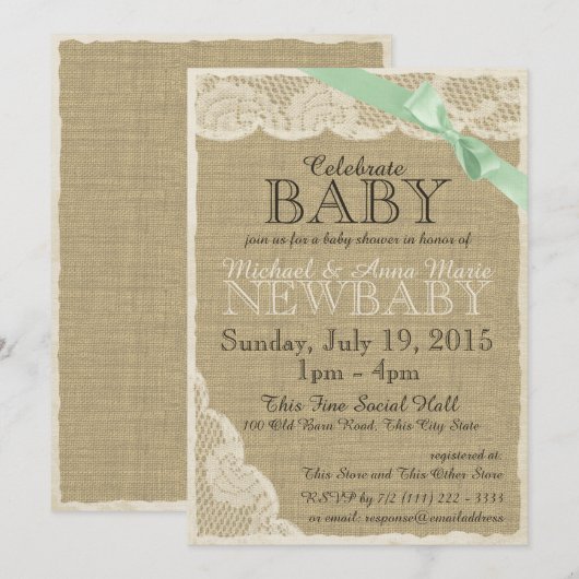  kant groene boog Baby shower Kaart (Voorkant / Achterkant)