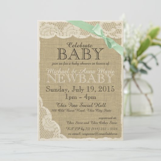  kant groene boog Baby shower Kaart (Staand voorkant)