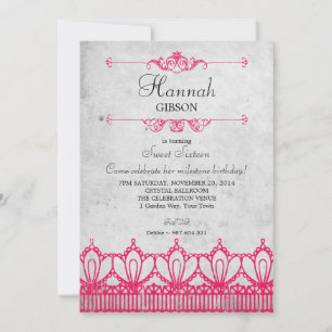 kant (Grunge look) Sweet 16 Invitation Kaart