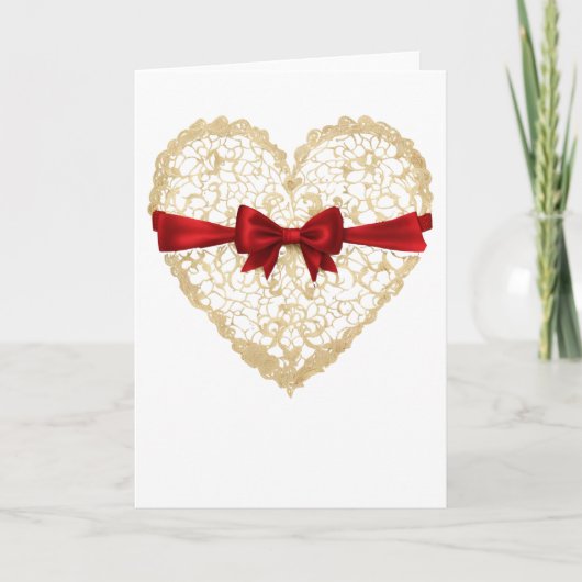 Kant hart rode lint valentijnsdag hart kaart (Voorkant)