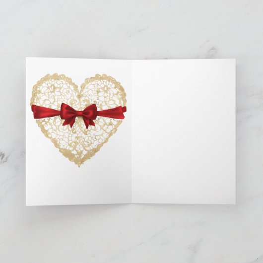 Kant hart rode lint valentijnsdag hart kaart (Binnen)