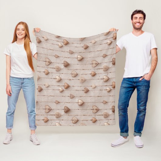 Kant hart snoeren vintage fleece deken (In situ)