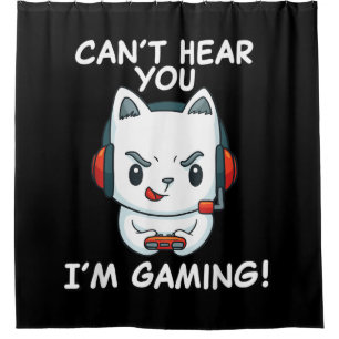 Kant hoor je zelf spelen   Cat Gamer gift Douchegordijn