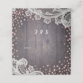 Kant hout blush glitter rustieke bruiloft plaats k plaatskaartje (Buitenkant ongevouwen)