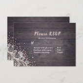 Kant hout blush glitter rustieke bruiloft RSVP (Voorkant / Achterkant)