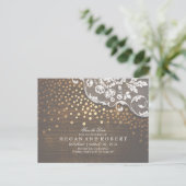 Kant Hout en Goud Confetti Rustiek Save the Date Aankondigingskaart (Staand voorkant)