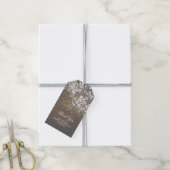 Kant hout en gouden Confetti rustieke bruiloft Cadeaulabel (Met Touw)
