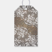 Kant hout en gouden Confetti rustieke bruiloft Cadeaulabel (Achterkant)