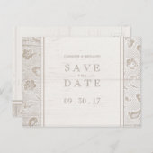 Kant hout rustiek land bruiloft opslaan van de dat aankondigingskaart (Voorkant / Achterkant)