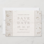 Kant hout rustiek land bruiloft opslaan van de dat save the date (Voorkant)