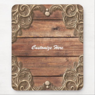 Kant Hout Rustieke Vintage Westerse Boerderij Chic Muismat